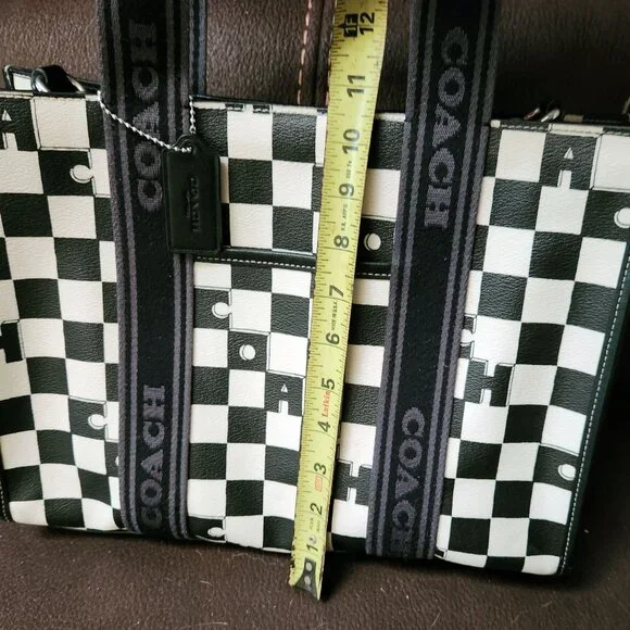 Coach Smith Tote with Checkerboard Print - Off-white & Black - EUC - Picture 8 of 13